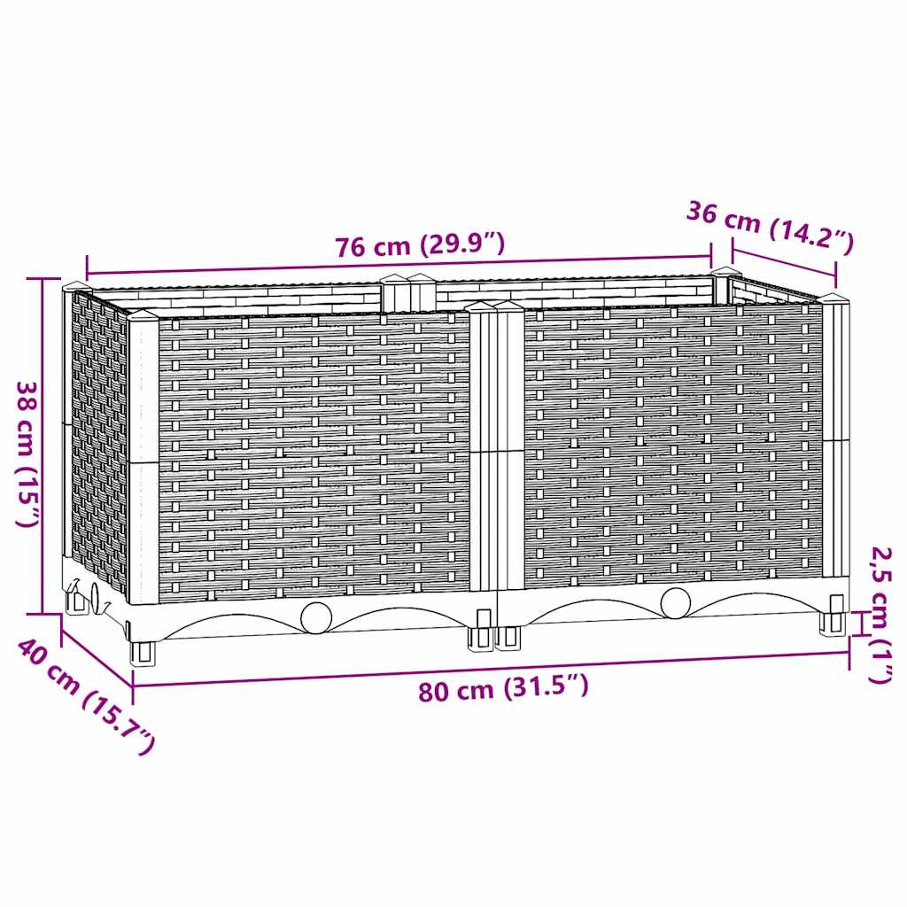 Hochbeet 80X40X38 Cm Polypropylen Braun