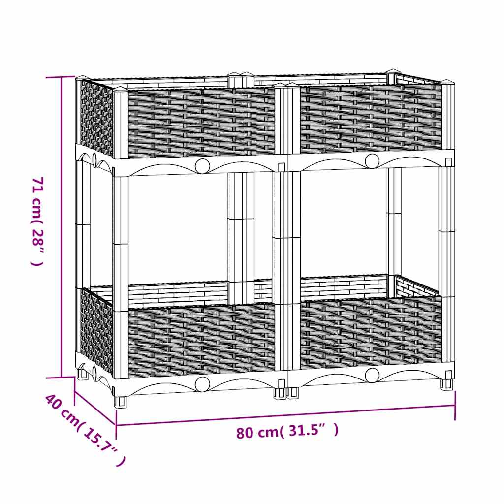 Hochbeet 80X40X71 Cm Polypropylen Braun
