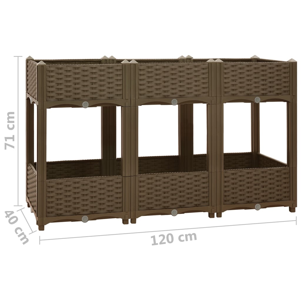 Hochbeet 120X40X71 Cm Polypropylen Braun