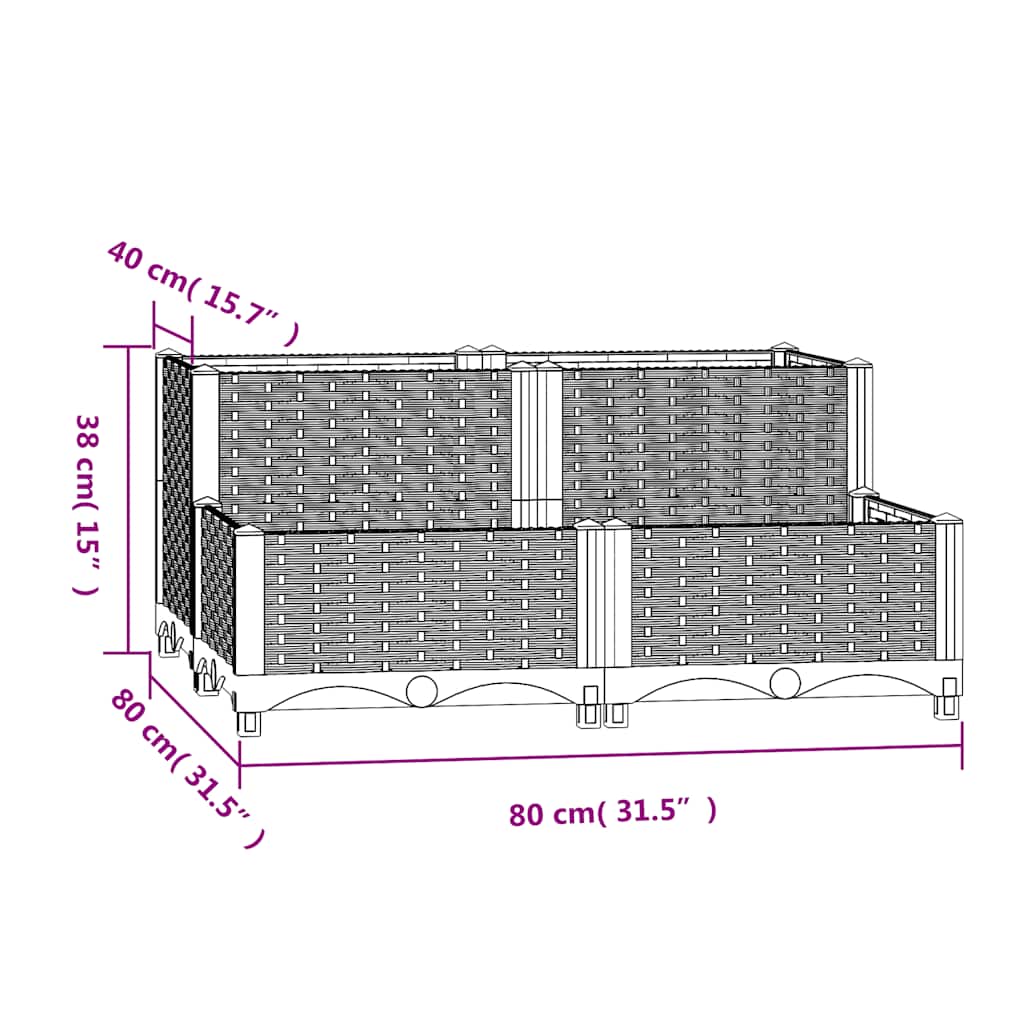 Hochbeet 80X80X38 Cm Polypropylen Braun