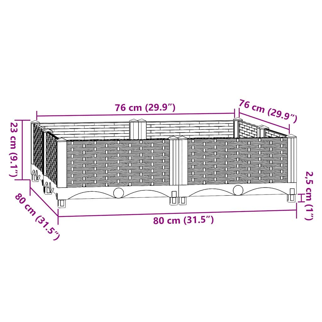 Hochbeet 80X80X23 Cm Polypropylen Braun