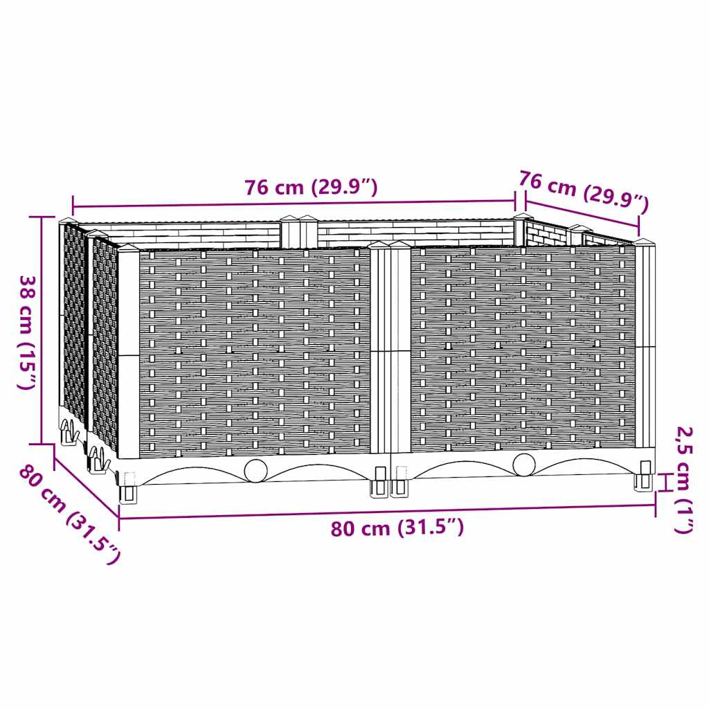Hochbeet 80X80X38 Cm Polypropylen Braun