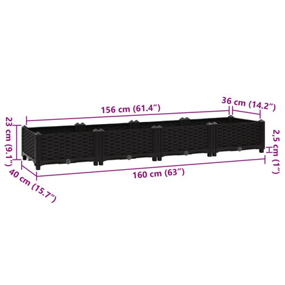 Hochbeet 160X40X23 Cm Polypropylen Schwarz