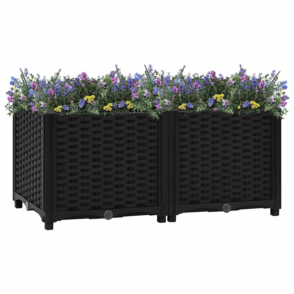 Hochbeet 80 X 40 X 38 Cm Polypropylen Schwarz