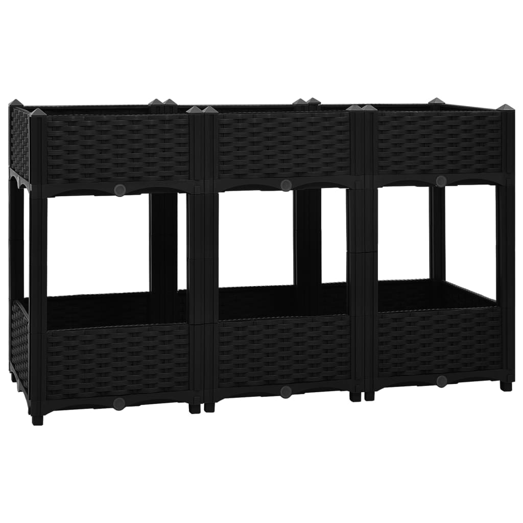 Hochbeet 120X40X71 Cm Polypropylen Schwarz