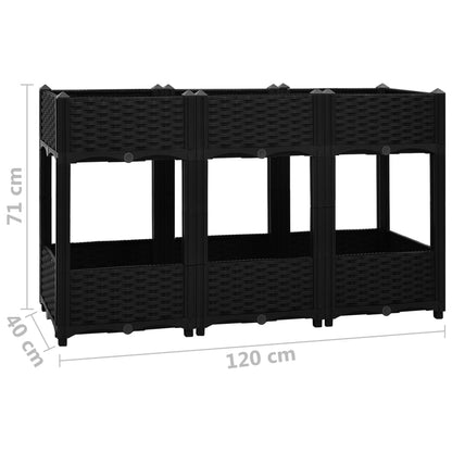 Hochbeet 120X40X71 Cm Polypropylen Schwarz