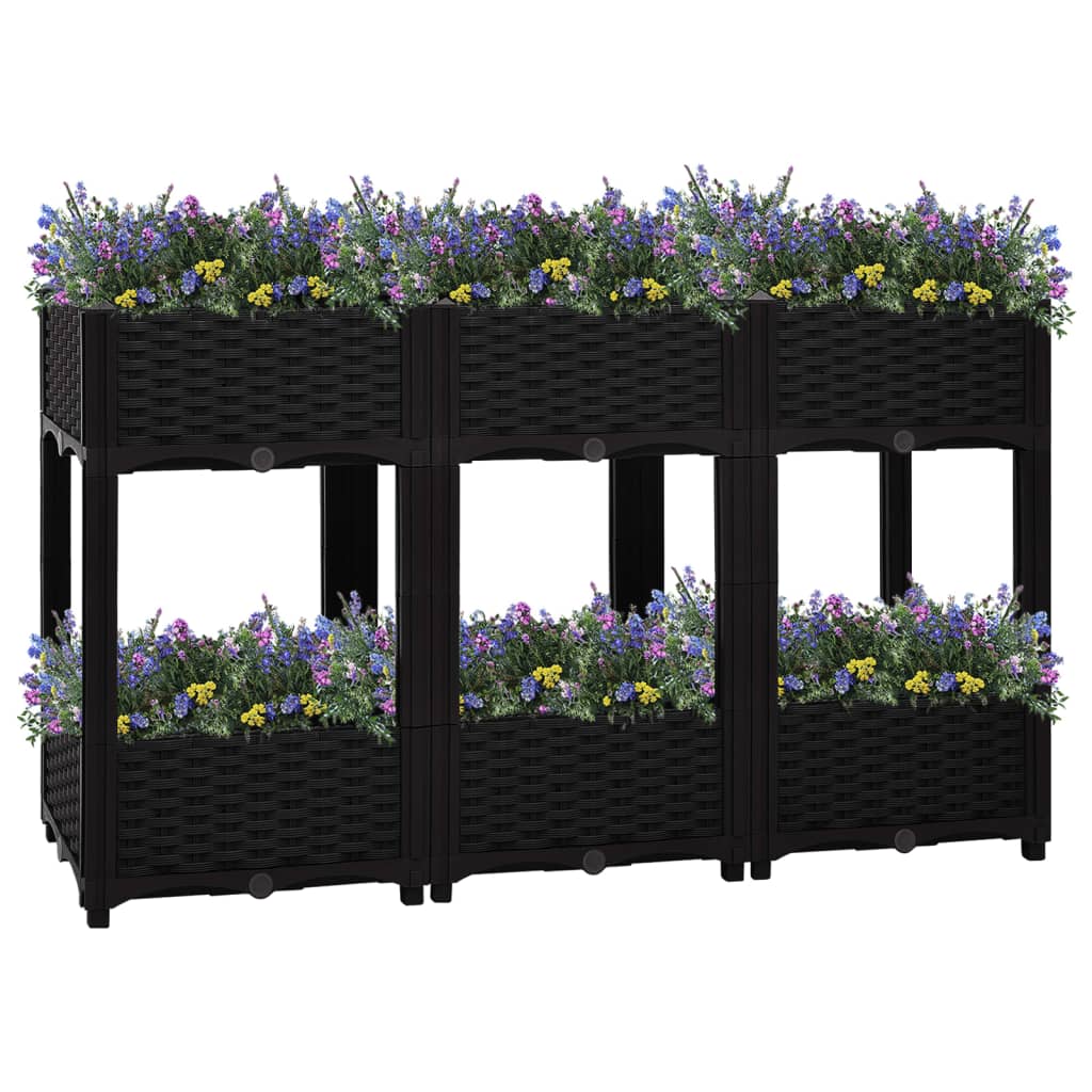 Hochbeet 120X40X71 Cm Polypropylen Schwarz