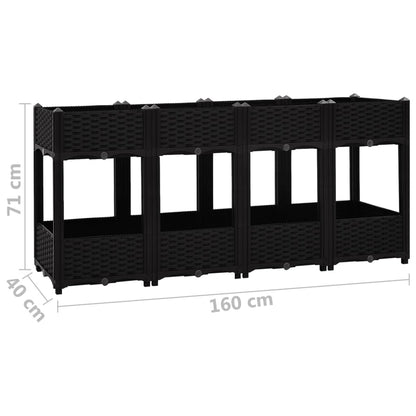 Hochbeet 160X40X71 Cm Polypropylen Schwarz