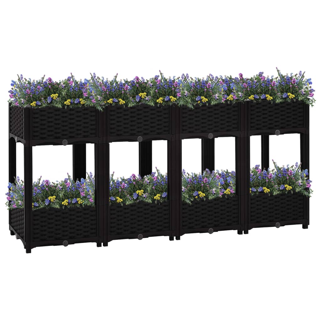 Hochbeet 160X40X71 Cm Polypropylen Schwarz