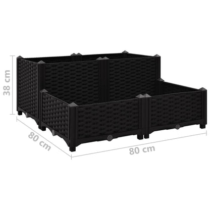 Hochbeet 80X80X38 Cm Polypropylen Schwarz