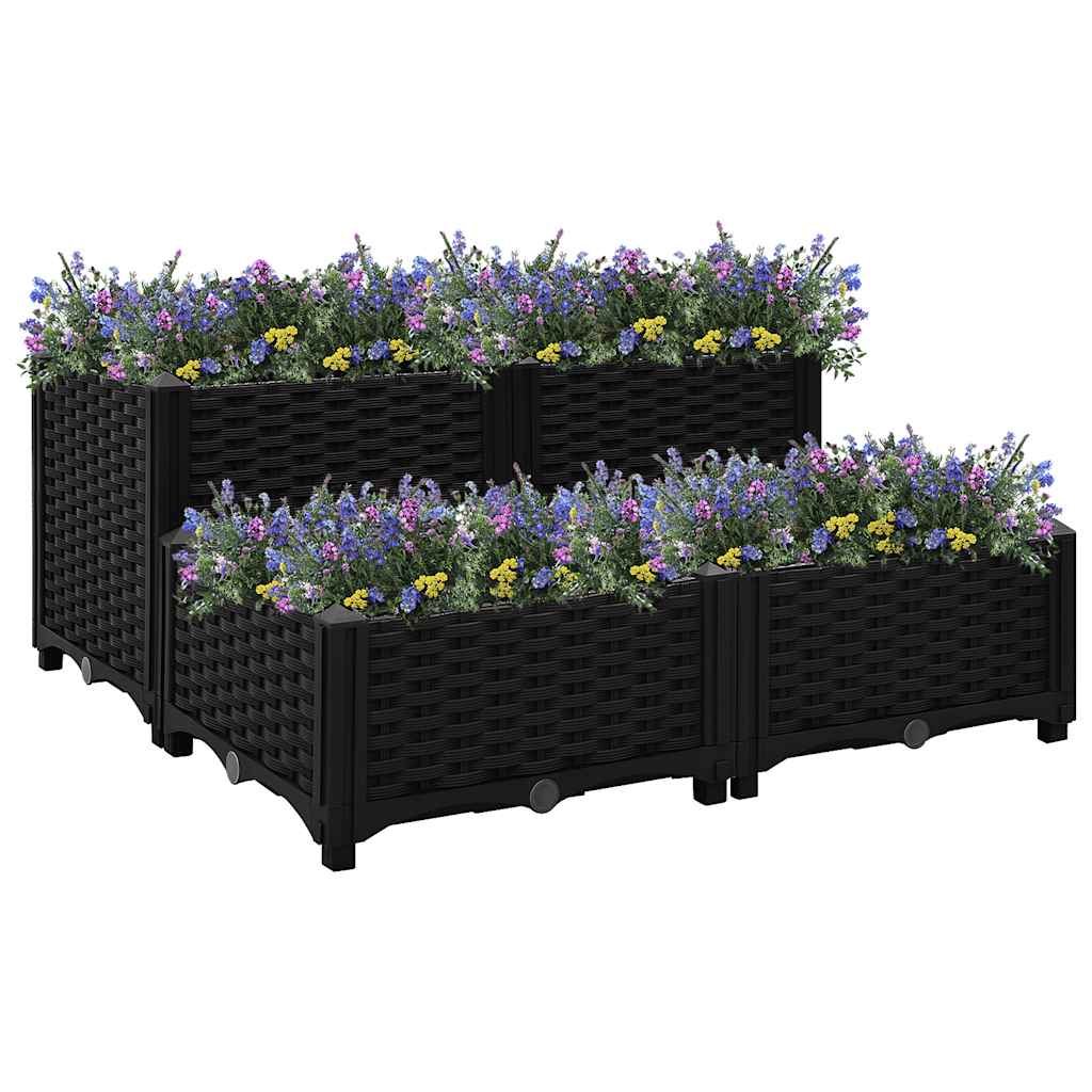 Hochbeet 80X80X38 Cm Polypropylen Schwarz