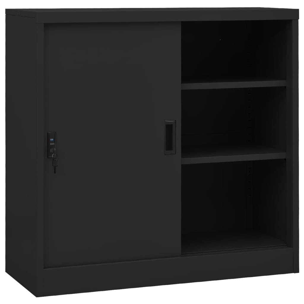 Büroschrank Mit Schiebetür 90X40X90 Cm Stahl