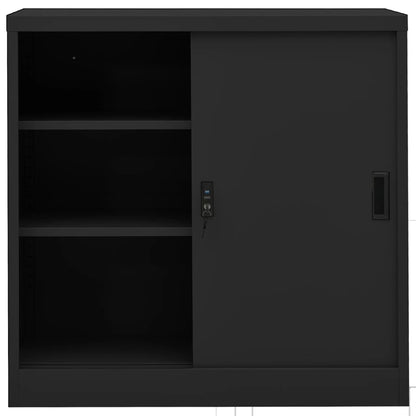 Büroschrank Mit Schiebetür 90X40X90 Cm Stahl