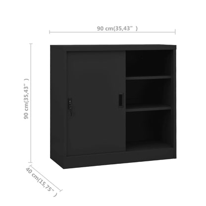 Büroschrank Mit Schiebetür 90X40X90 Cm Stahl