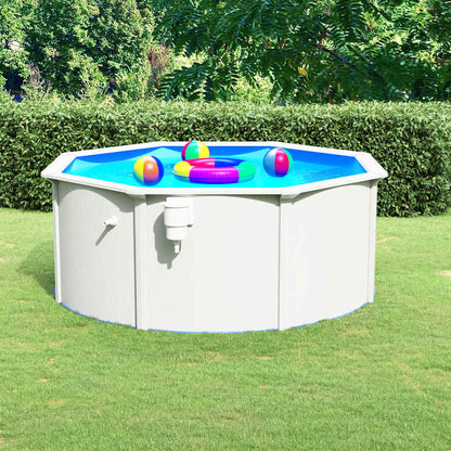 Pool Mit Stahlwand 300X120 Cm Weiß
