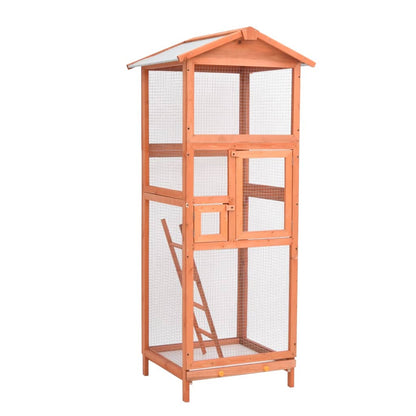 Vogelkäfig 68X62X166 Cm Massivholz Fichte Dunkelgrau