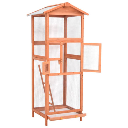 Vogelkäfig 68X62X166 Cm Massivholz Fichte Dunkelgrau