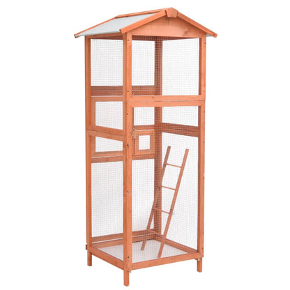 Vogelkäfig 68X62X166 Cm Massivholz Fichte Dunkelgrau