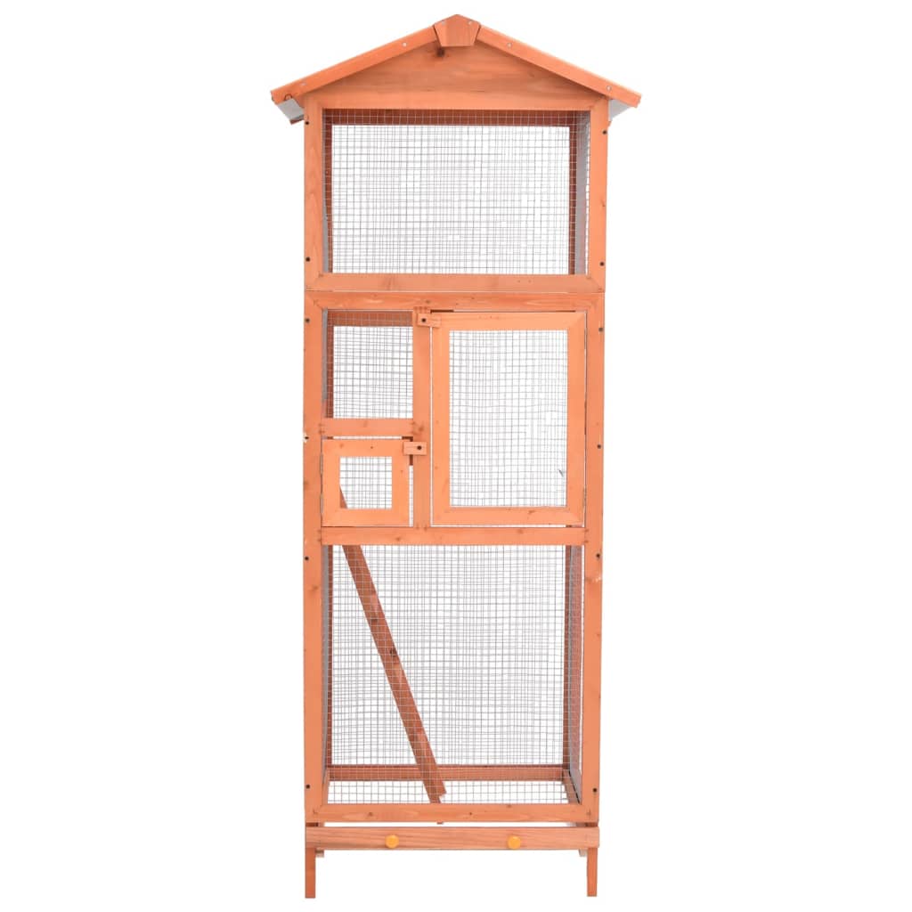 Vogelkäfig 68X62X166 Cm Massivholz Fichte Dunkelgrau