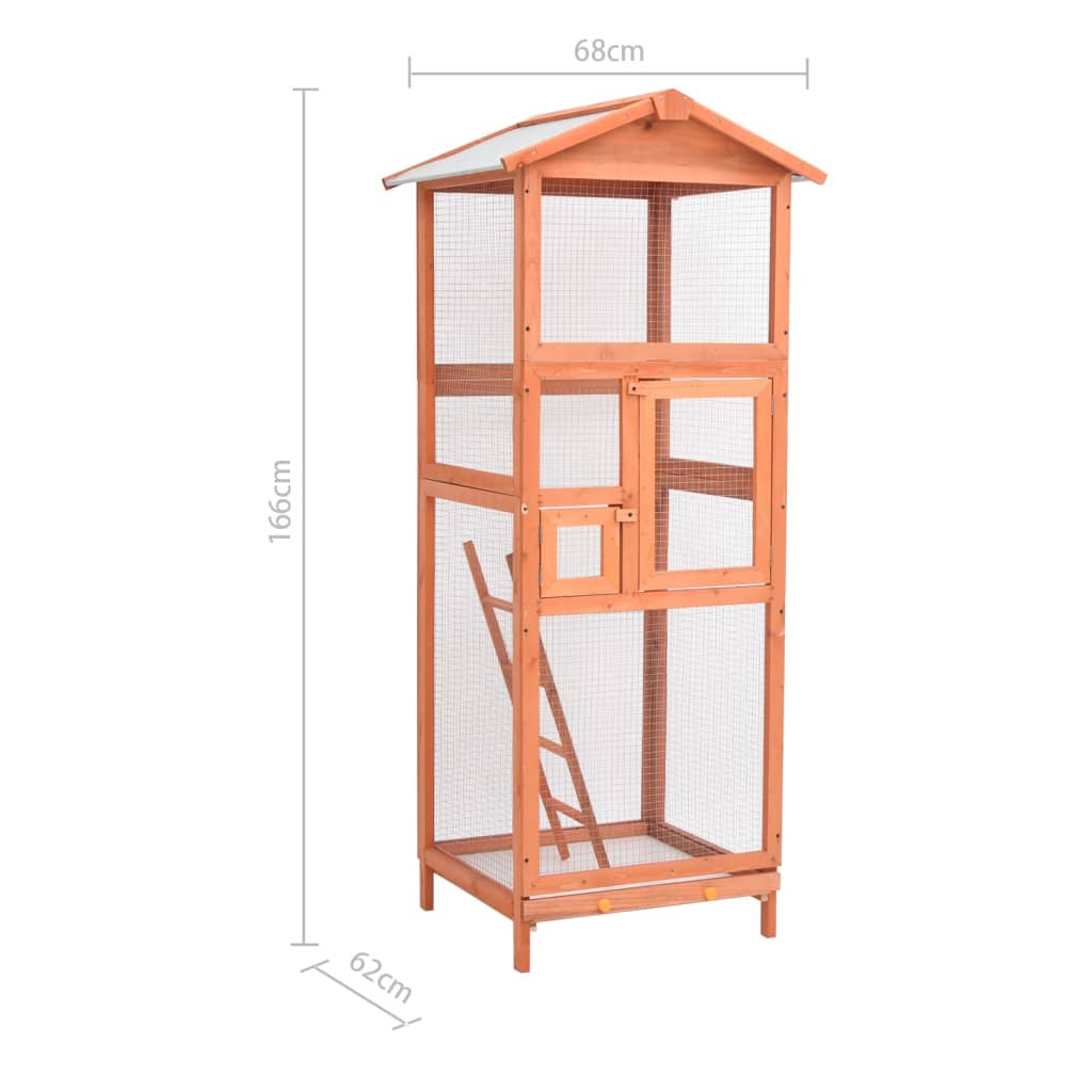 Vogelkäfig 68X62X166 Cm Massivholz Fichte Dunkelgrau