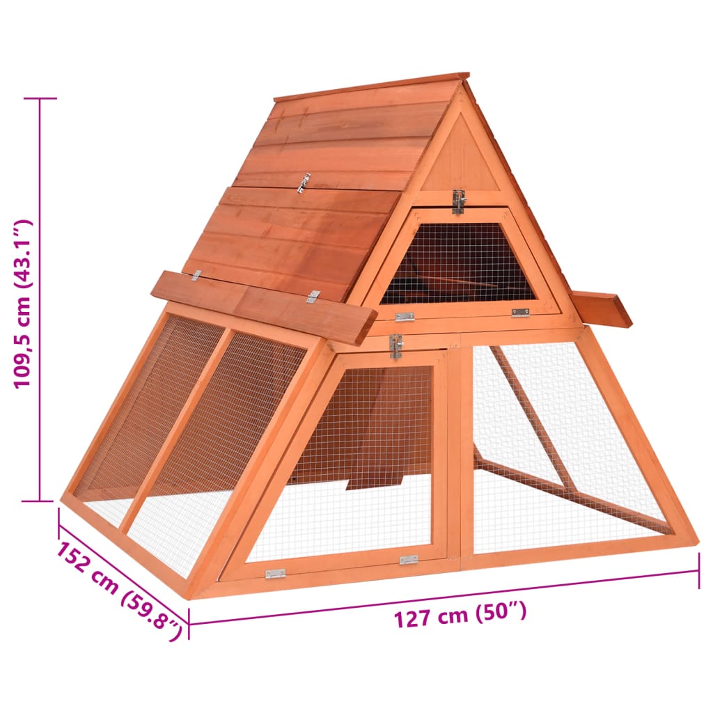 Kaninchenstall 152X127X109,5 Cm Massivholz Tanne