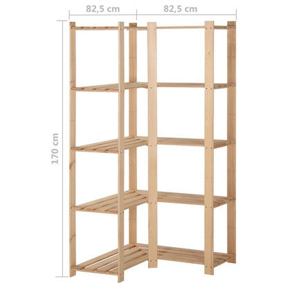 Eck-Lagerregal Mit 5 Böden 82,5X82,5X170 Cm Massivholz Kiefer
