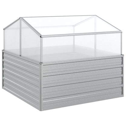 Garten-Hochbeet Mit Gewächshaus 100X100X85 Cm Silber