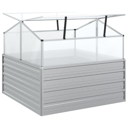 Garten-Hochbeet Mit Gewächshaus 100X100X85 Cm Silber