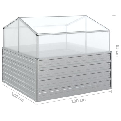 Garten-Hochbeet Mit Gewächshaus 100X100X85 Cm Silber
