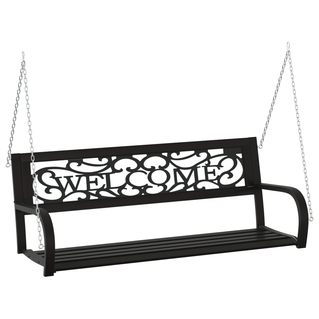 Hollywoodschaukel 125 Cm Stahl Und Kunststoff Schwarz