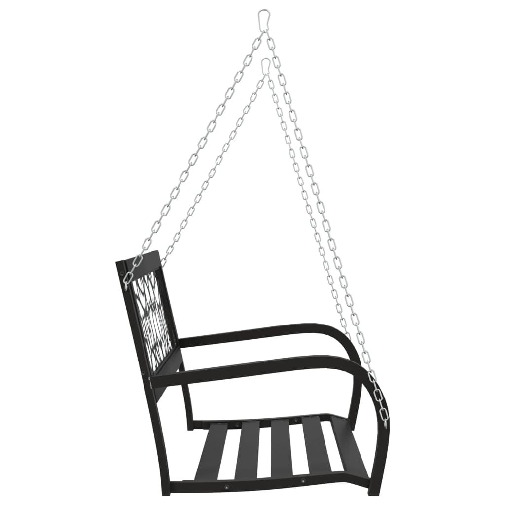 Hollywoodschaukel 125 Cm Stahl Und Kunststoff Schwarz