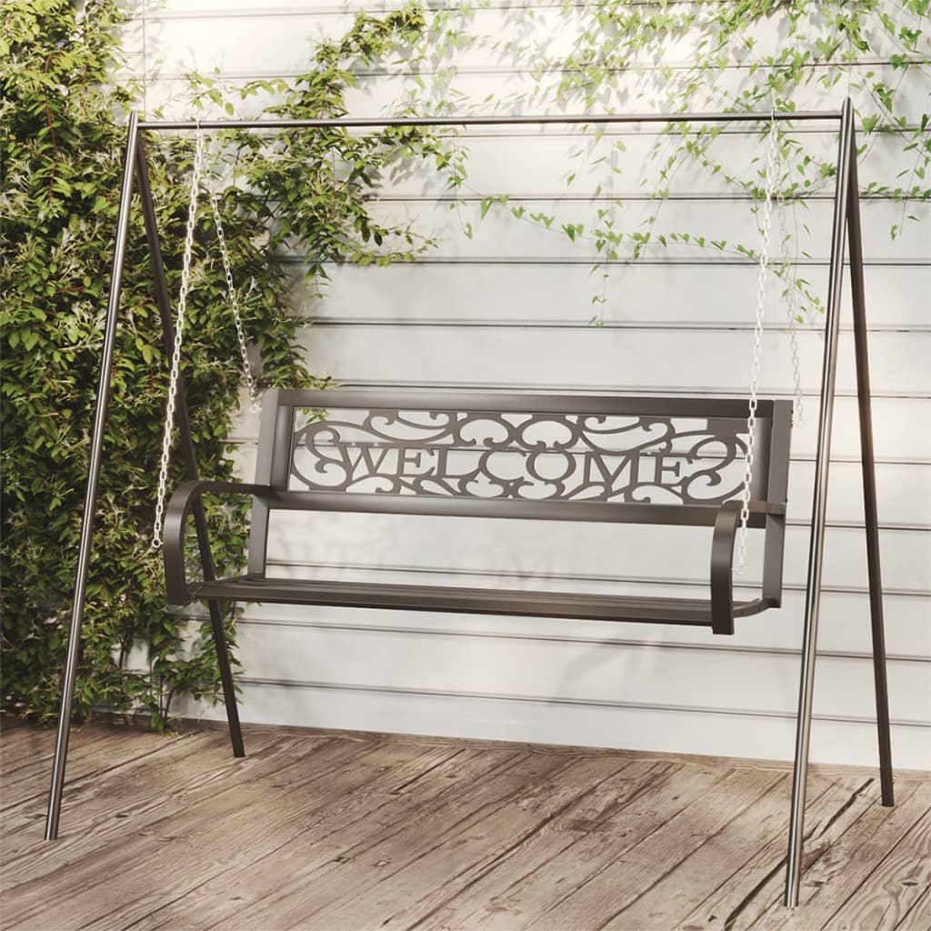 Hollywoodschaukel 125 Cm Stahl Und Kunststoff Schwarz