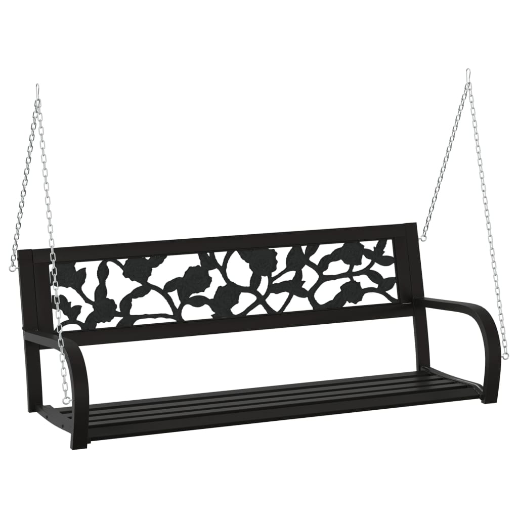 Hollywoodschaukel 125 Cm Stahl Und Kunststoff Schwarz