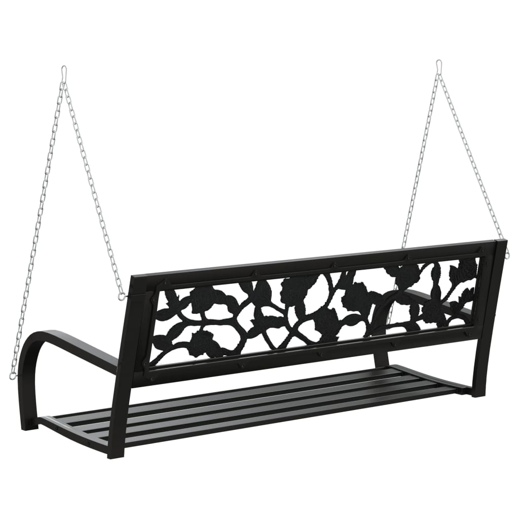Hollywoodschaukel 125 Cm Stahl Und Kunststoff Schwarz