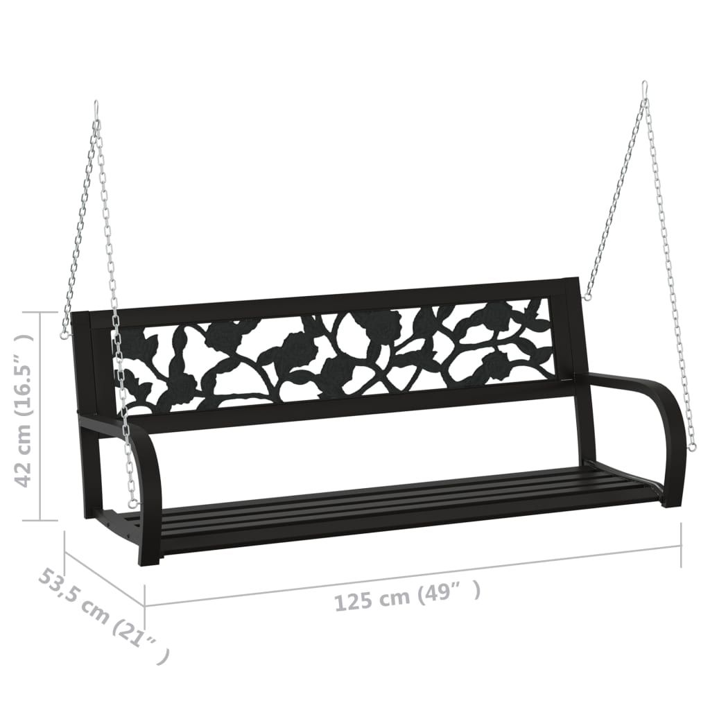 Hollywoodschaukel 125 Cm Stahl Und Kunststoff Schwarz