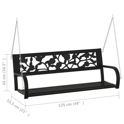 Hollywoodschaukel 125 Cm Stahl Und Kunststoff Schwarz