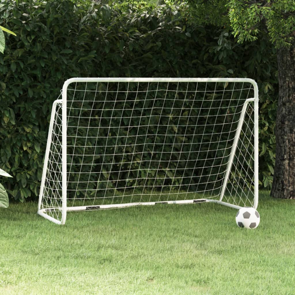 Fußballtor Mit Netz Weiß Stahl & Polyester