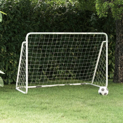 Fußballtor Mit Netz Weiß Stahl & Polyester