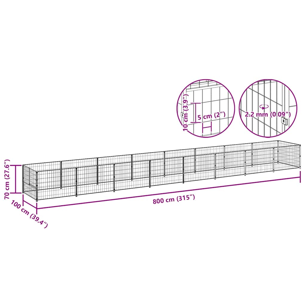 Hundezwinger 8 M² Stahl