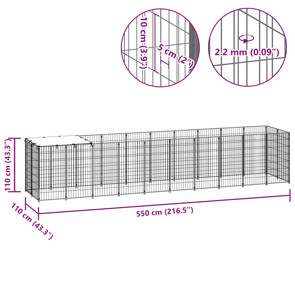 Hundezwinger 6,05 M² Stahl