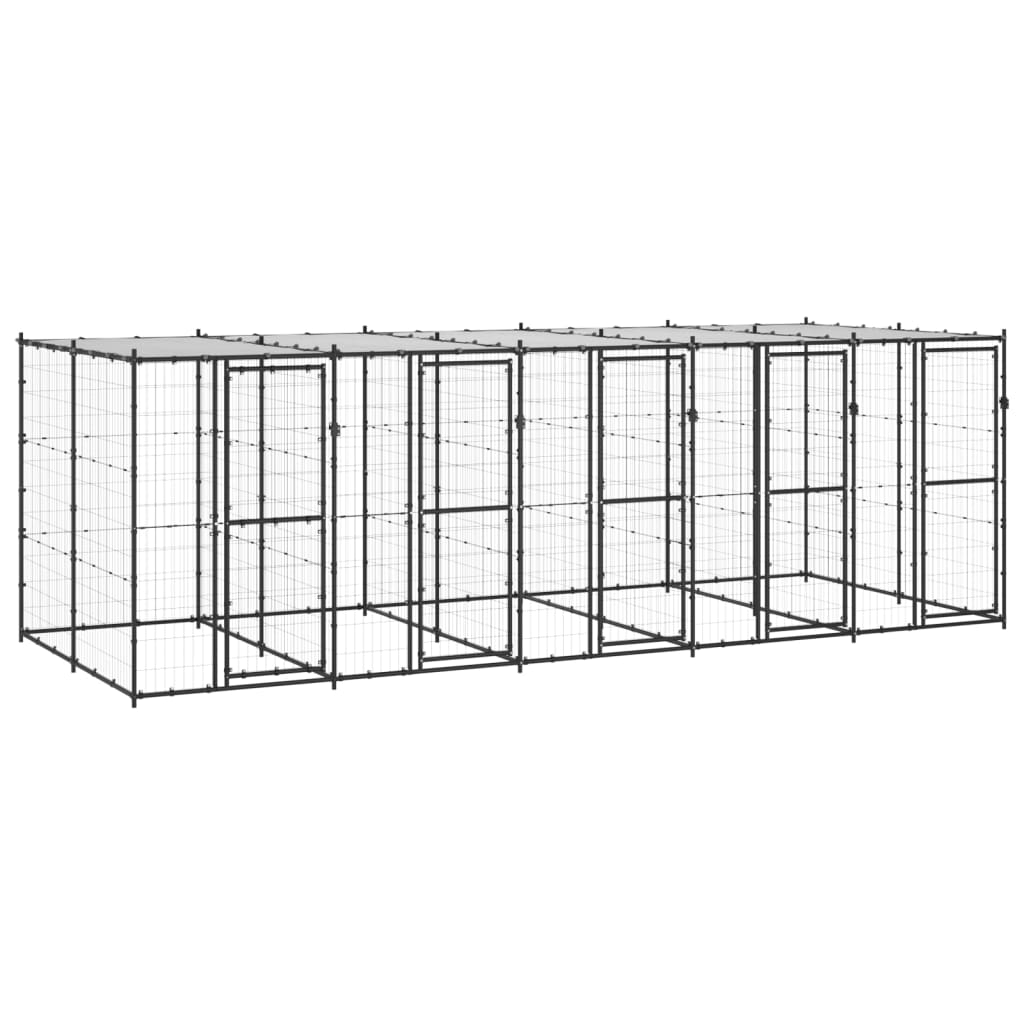 Outdoor-Hundezwinger Mit Überdachung Verzinkter Stahl 29,04 M²