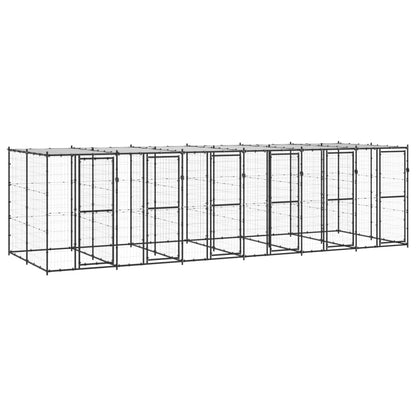 Outdoor-Hundezwinger Mit Überdachung Verzinkter Stahl 29,04 M²