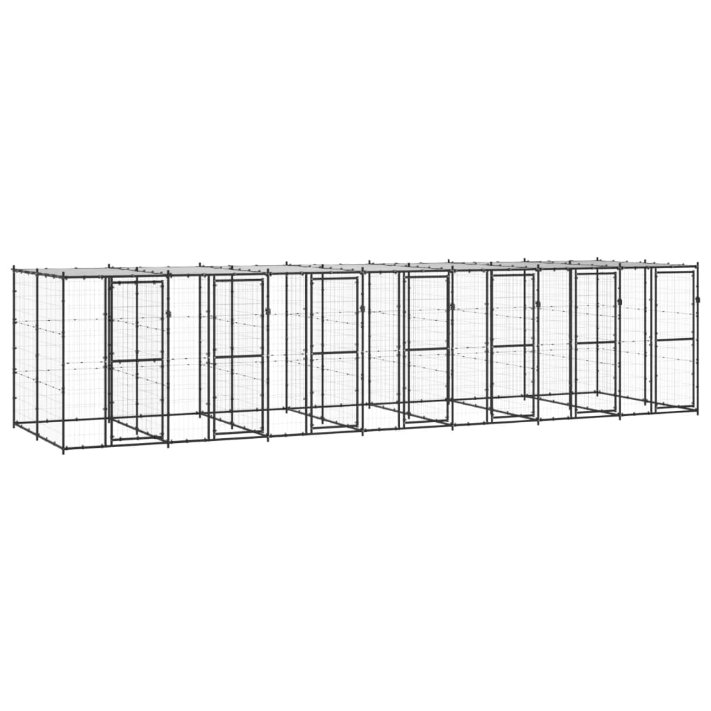 Outdoor-Hundezwinger Mit Überdachung Verzinkter Stahl 29,04 M²