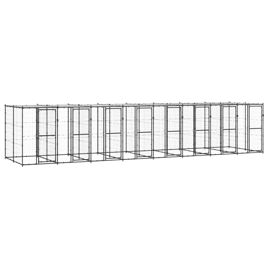 Outdoor-Hundezwinger Mit Überdachung Verzinkter Stahl 29,04 M²