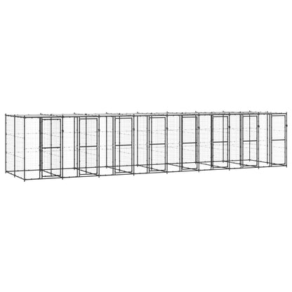 Outdoor-Hundezwinger Mit Überdachung Verzinkter Stahl 29,04 M²