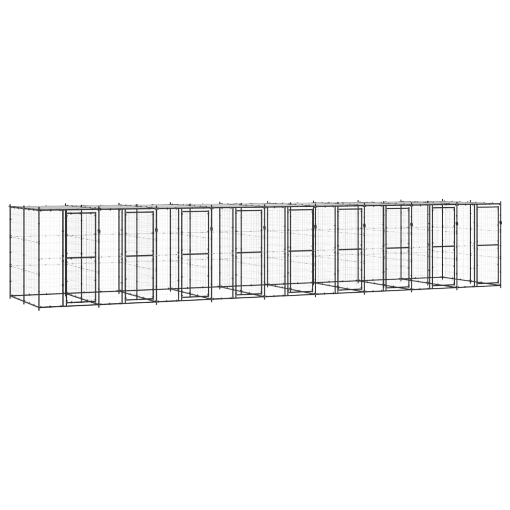 Outdoor-Hundezwinger Mit Überdachung Verzinkter Stahl 29,04 M²