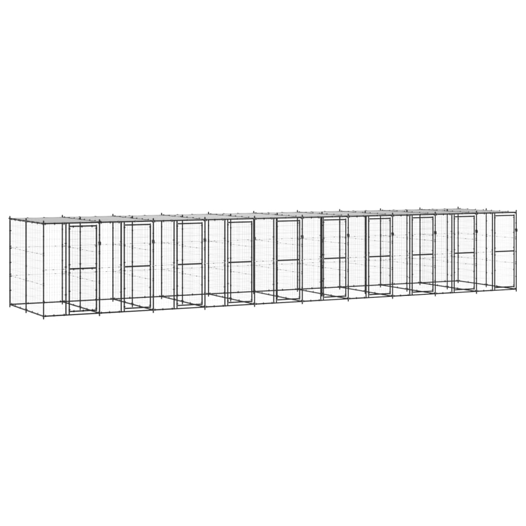 Outdoor-Hundezwinger Mit Überdachung Verzinkter Stahl 29,04 M²