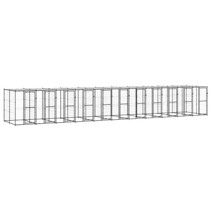 Outdoor-Hundezwinger Mit Überdachung Verzinkter Stahl 29,04 M²