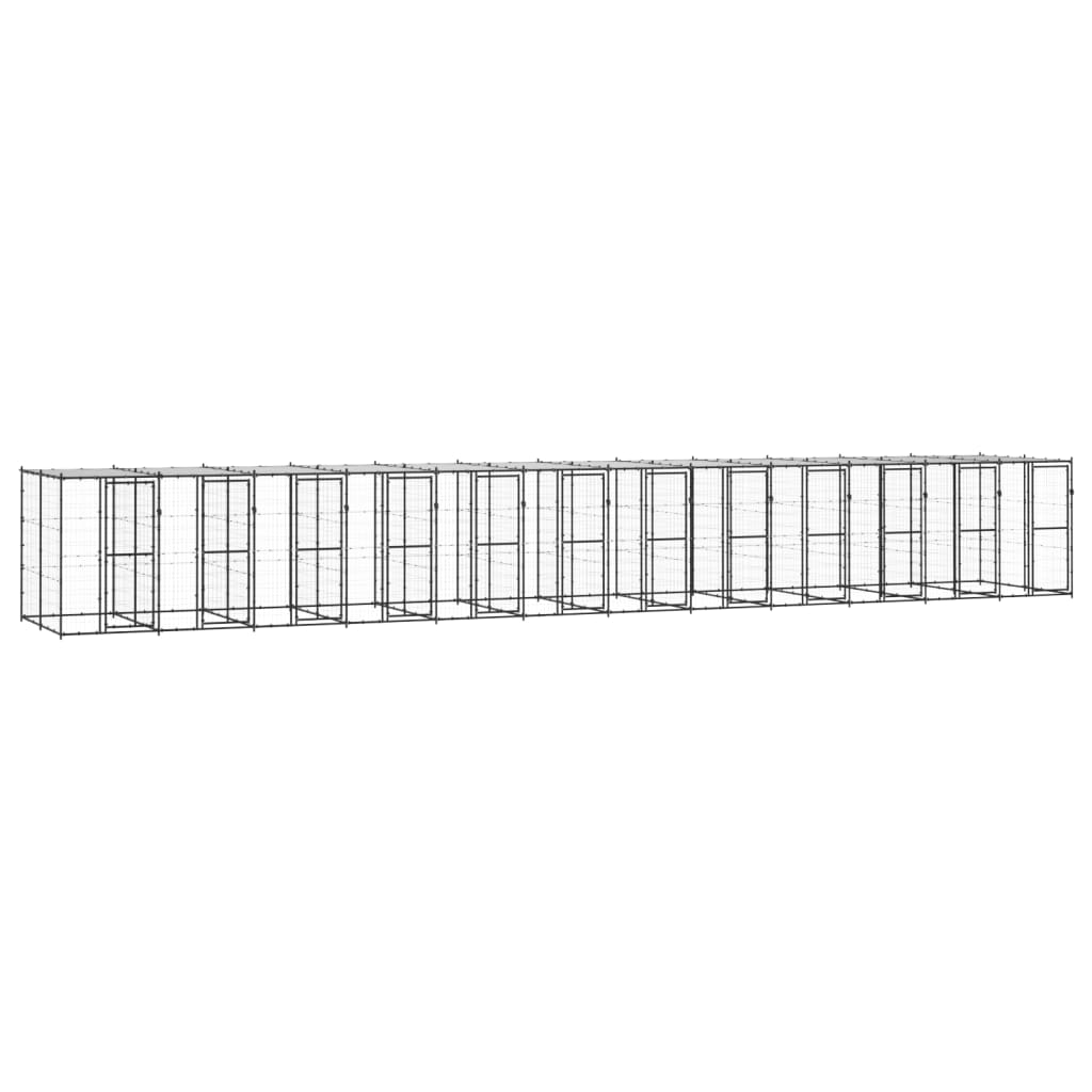 Outdoor-Hundezwinger Mit Überdachung Verzinkter Stahl 29,04 M²