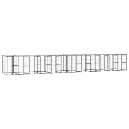Outdoor-Hundezwinger Mit Überdachung Verzinkter Stahl 29,04 M²